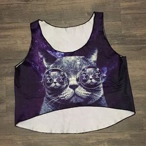 😻Galaxy Cat Crop Top
